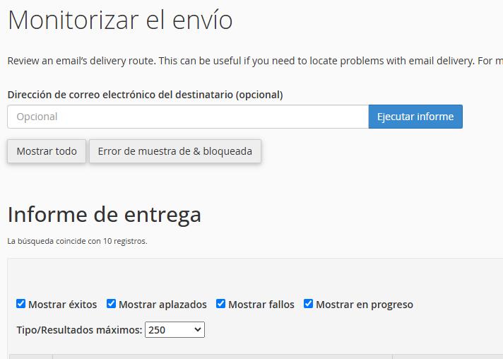 Monitorizar el envío